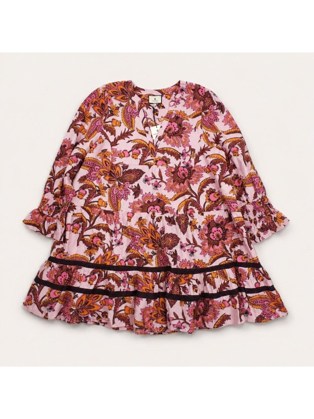 Tuckernuck Pink Ornate Chintz Floral Tiered Mini Dress Women’s XL Cotton NWT - Picture 16 of 16